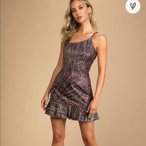 Shinning Purple Plum Sparkly Sequin One shoulder